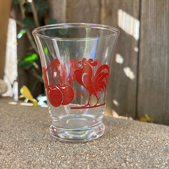 Libby Red Rooster Vintage Set of Chicken Juice Glasses Red Rooster & Cherry Cups - Picture 7 of 12